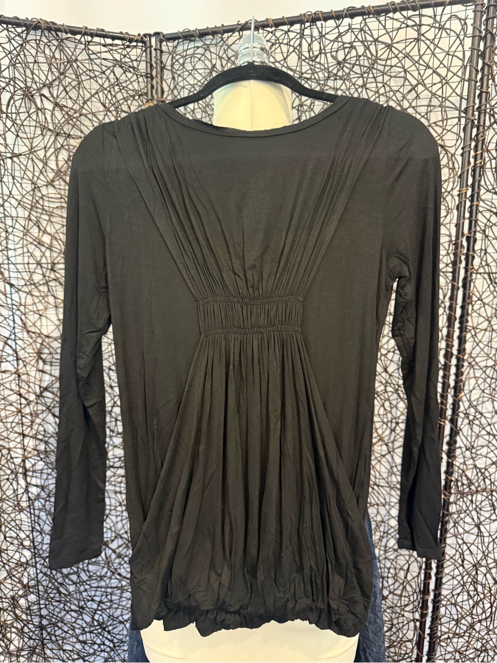 Black Long-Sleeve Floral Accent Top (1159) - Picture 3 of 6